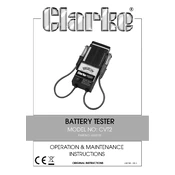 Clarke 6260103 CVT2 Battery Tester manual cover