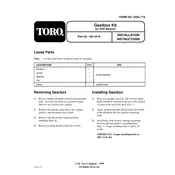 Toro OFZ Mower 100-2419 Gearbox manual cover