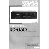 Rotel RD-850 Cassette Deck manual cover