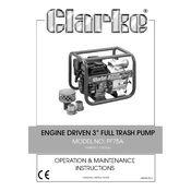 Clarke 7230166 PF75A Engine Driven 3 Inch Full Trash Pump manual cover