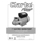 Clarke 7230335 BIP1500 1 Inch Electric Water Pump manual cover