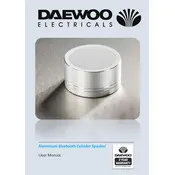 Daewoo Aluminium Bluetooth Cylinder Speaker AVS1342 Speaker manual cover