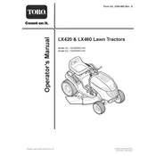 Toro LX420 13AX60RG744 Tractor manual cover