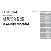 Fujifilm X-Mount Prime XF23mmF2 R WR Lens manual cover