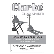 Clarke 7630180 HLPT550 High-Lift Pallet Truck Maintenace manual cover