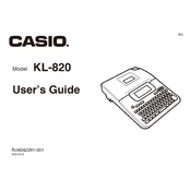 Casio KL-820 Label Printer manual cover