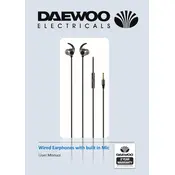 Daewoo Wired Earphones with built in Mic AVS1420 Earphones manual cover