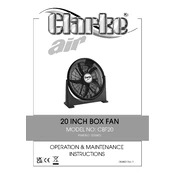 Clarke 3230475 CBF20 20 Inch Box Fan manual cover