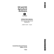 John Deere 544 Bulldozer manual cover