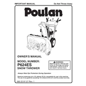 Poulan Pro P624ES Snow Thrower manual cover