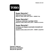 Toro Super Recycler 20466 Mower manual cover