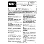 Toro Recycler 21-inch 20219 Mower manual cover