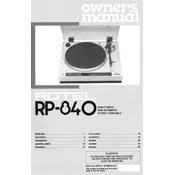 Rotel RP-840 Turntable manual cover