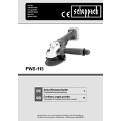 Scheppach PWS-115 5903815901 Angle Grinder manual cover