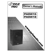 Pyle PASW15 Speaker manual cover