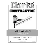 Clarke 3110397 CFN34 Air Frame Nailer manual cover