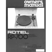 Rotel RP-700 Turntable manual cover