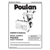 Poulan Pro PR624ES Snow Thrower manual cover