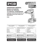 Ryobi P225 Screwdriver manual cover