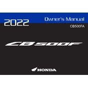 Honda CB500FA 2022 Motorcycle manual cover