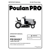 Poulan Pro PB19H42LT Tractor manual cover