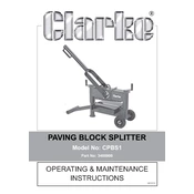 Clarke 3400900 CPBS1 Paving Block Splitter manual cover