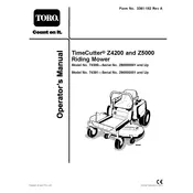 Toro TimeCutter Z5000 74391 Mower manual cover