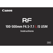 Canon RF 100-500mm F4.5-7.1 L IS USM manual cover