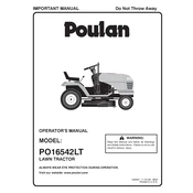 Poulan Pro PO16542LT Tractor manual cover