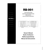 Rotel RB-991 Amplifier manual cover