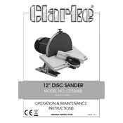 Clarke 6500411 CDS300B 12 Inch Disc Sander manual cover