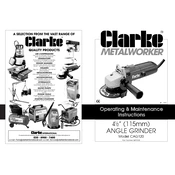 Clarke 6470120 CAG120 115mm Angle Grinder manual cover