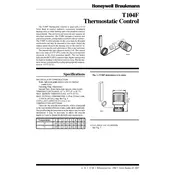 Honeywell T104F Thermostat manual cover