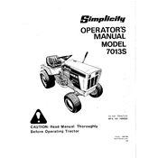 Simplicity 1690232 7013S Tractor manual cover