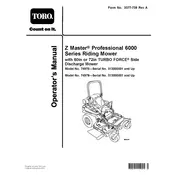 Toro Z Master Turbo Force 6000 Series 74978 Mower manual cover