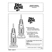 Dirt Devil Vision Upright M086925 manual cover