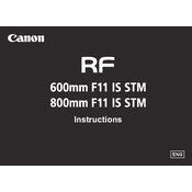 Canon RF 600mm F11 IS STM manual cover