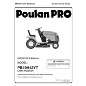 Poulan Pro PB19H42YT Snow Blower manual cover