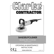 Clarke 6462107 CON180 Sander Polisher manual cover