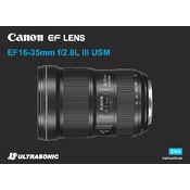 Canon Ultrasonic EF16-35mm f 2.8L III USM manual cover