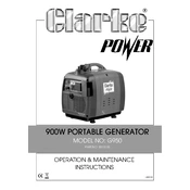 Clarke 8010105 G950 900W Portable Generator manual cover