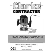 Clarke 6462083 CR1200 1200W Variable Speed Router manual cover