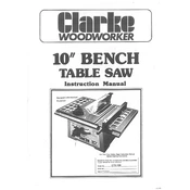 Clarke CTS10B 10 Inch Bench Table Saw manual cover