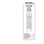 Rotel RR-939B Remote Control manual cover