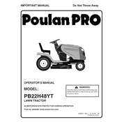 Poulan Pro PB22H48YT Tractor manual cover