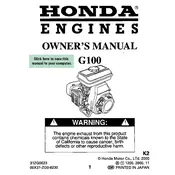 Honda G100 2000 Engine manual cover