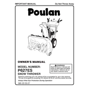 Poulan Pro P627ES Snow Thrower manual cover