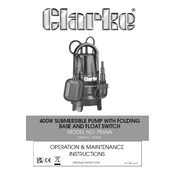 Clarke 7230695 PSV6A 400W Pump Folding Base Float Swtich manual cover