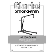 Clarke 7610610 CFC500F 1 2 Ton Crane manual cover