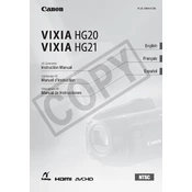 Canon VIXIA HG20 manual cover